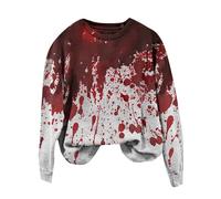 Problème Résolu Sweat sans Capuche Col Rond Longues Femme Halloween Pull d'automne Loisirs Léger Pullover Grande Taille Automne Halloween Blood éclaboussures Hoodies Costume Hoodie Sweat Shirt Automne