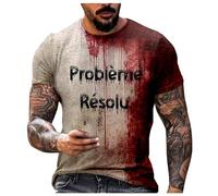 Problème Résolu T Shirt Homme Deguisement Halloween Homme Tee Shirt Homme Sang Halloween T-Shirt à Manches Courtes avec Imprimé Sang Halloween Costume Décontractée Col Rond Horreur Tunique Tops
