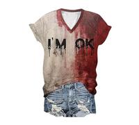 Problème Résolu T-Shirt, Je Vais Bien Chemise Sanglante Femmes, Problème Sanglant Résolu, Femmes Drôles Halloween Sang Horreur Vêtements Cadeau Sang éclaboussures Haut T-Shirt