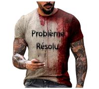 Problème Résolu Tee Shirt Homme Sang Halloween T-Shirt à Manches Courtes Problem Solved Tshirt avec Imprimé Sang Halloween Costume Décontractée Col Rond Horreur Tunique Tops (001 Rouge01, XXL)