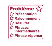 Problème Tampon Auto-Encreur Pédagogique Pour Les Enseignants (Présentation, Raisonnement, Résultat, Phrases intermédiaires Phrase réponse). 5.2x5.5cm. Encre Rouge. Réencrable.