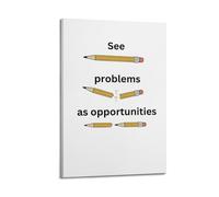 Problems as Opportunities - Art mural - Décoration d'esprit positif - Poster inspirant - Peinture décorative sur toile - Affiches murales et d'art moderne - Pour chambre à coucher familiale - 30,5 x