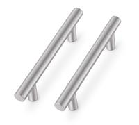 Probrico 25 Pack| Poignée d'armoire en nickel satiné de 4 pouces, tiroir de style européen, tiroir de cuisine rond moderne en acier inoxydable en T-bar