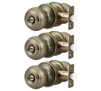 Probrico Lot de 3 poign es de porte de confidentialit en laiton antique pour chambre coucher, salle de bain, sans cl
