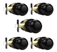 Probrico Passage Poign es de porte int rieures Hall et placard Poign e de porte sans cl Serrure noire Acier inoxydable Lot de 5