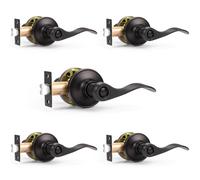 Probrico Poign es de porte int rieures sans cl en bronze huil Wave pour lit, salle de bain, gaucher/droitier, lot de 5