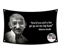 Probsin Gandhi Flag Quote 3x5 Feet Banner,Funny Poster UV Resistance Fading & Durable Man Cave Wall Flag with Brass Grommets for College Dorm Room Decor,Outdoor,Parties,Gift,Tailgates