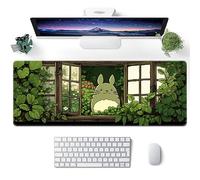 ProbTis Tapis de souris japonais kawaii vert, tapis de souris XL esthétique, base en caoutchouc antidérapant, accessoires de bureau étendus pour la maison et le bureau, 80 x 30 cm (plante)