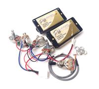 ProBucker Alnico 2 Lot de Micros Humbucker Dorés pour Micros Gibson Les Paul, Micros Manche et Chevalet avec Bornes à Connexion Rapide 2 Conducteurs, Faisceau de Câblage 2V2T, Amélioration de Tonalité