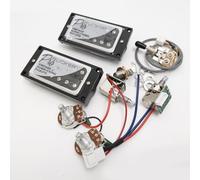 ProBucker Alnico 2 micros Humbucker pour micros Gibson Les Paul avec 4 bornes à connexion rapide 2 V2T - Mise à niveau de faisceau de câblage Push Pull (noir chromé)