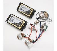 ProBucker Alnico 2 micros Humbucker pour micros Gibson Les Paul avec 4 bornes à connexion rapide 2 V2T - Mise à niveau de faisceau de câblage Push Pull (noir doré)