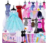 Probuk 600+Pcs- Fashion Design Kit, Kit de Création de Mode Pour Filles avec 5 Mannequins, Kits de Loisirs Créatifs Couture pour Enfants, Kit Couture pour Cadeau Fille 6 à 12 Ans D'anniversaire