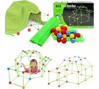 Probuk Jouet de construction avec tente - Kit de construction de 122 pièces pour forteresse et grotte - Favorise la motricité fine et la créativité à partir de 3 ans - Jouet éducatif pour garçons et