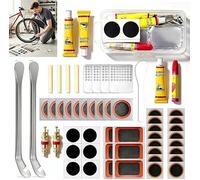 Probuk Kit de Réparation Pneus de Vélo, 56Pcs Kit Reparation Pneu Velo, pour Rustine Vélo Chambre a Air, VTT, Pneu Moto, Les Vélos de Route et de Montagne et Caoutchouc Gonflable