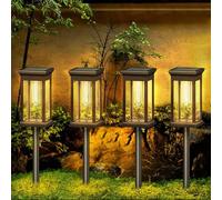 Probuk Lumière Solaire Extérieure de Jardin, Lot De 4 Lampe Solaire Exterieur Jardin Étanche Blanc Chaud, IP65 Étanche Eclairage Exterieur Solaire pour Chemins,Pour Terrasse, Pelouse,Decoration