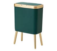 Procade Trash Can with Lid,Small Bathroom Garbage Can with Lid, Plastic Trash Can with Push Button,Narrow Waste Basket for Bedroom,Living Room, Toilet,Office,Kitchen,4 Gal-Gold Edge