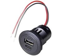 ProCar Power USB-C/A double prise PD/QC sans LED Charge de courant max=2.2 A 12 - 24 V/DC