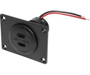 ProCar Power USB-C double prise PD/QC sans LED avec plaque de montage Charge de courant max=3 A 12 ou 24 V/DC