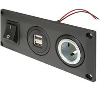 ProCar Prise de courant intégrée avec prise de courant USB-A double commutable + 1 prise de couran