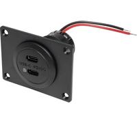 ProCar USB-C double prise PD/QC avec LED + platine de montage Charge de courant max=3 A 12 ou 24 V/DC