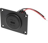 ProCar USB-C embase femelle PD/QC sans LED avec plaque de montage Charge de courant max=3 A 12 ou 24 V/DC