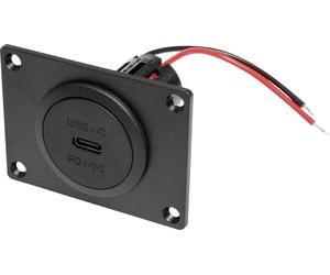 ProCar USB-C embase femelle PD/QC sans LED avec plaque de montage Charge de courant max=3 A 12 ou 24 V/DC