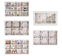 Procase 5 Plateaux Bijoux Empilables avec Un Couvercle, Rangement Bijoux Tiroir, Présentoir Separateur Bijoux -Taille Moyenne, Gris