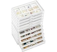 ProCase Boîte à Bijoux Transparente, 10 Plateaux Bijoux Tiroir, avec Séparateurs Amovibles, Rangement Bijoux Tiroir Acrylique, Range Boucles d’Oreille Bagues Colliers Bracelets - Blanc
