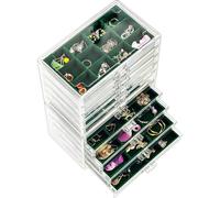 ProCase Boîte à Bijoux Transparente, 10 Plateaux Bijoux Tiroir, avec Séparateurs Amovibles, Rangement Bijoux Tiroir Acrylique, Range Boucles d’Oreille Bagues Colliers Bracelets - Emeraude