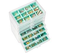 ProCase Boîte à Bijoux Transparente, 8 Plateaux Bijoux Tiroir, avec Séparateurs Amovibles, Rangement Bijoux Tiroir Acrylique, Range Boucles d’Oreille Bagues Colliers Bracelets - Bleu Brillant