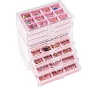 ProCase Boîte à Bijoux Transparente, 8 Plateaux Bijoux Tiroir, avec Séparateurs Amovibles, Rangement Bijoux Tiroir Acrylique, Range Boucles d’Oreille Bagues Colliers Bracelets - Rose