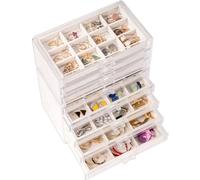 Procase Boîte à Bijoux Transparente, 8 Plateaux Bijoux Tiroir, avec Séparateurs Amovibles, Rangement Bijoux Tiroir Acrylique, Range Boucles d’Oreille Bagues Colliers Bracelets - Blanc