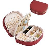 ProCase Boîte à Bijoux Voyage Double Couche, Sac de Rangement Bijoux Portable en PU Cuir, pour Bagues, Boucles d'oreilles, Petits Colliers -Rouge