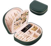ProCase Boîte à Bijoux Voyage Double Couche, Sac de Rangement Bijoux Portable en PU Cuir, pour Bagues, Boucles d'oreilles, Petits Colliers -Emeraude