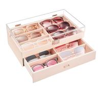 ProCase Boîte à Lunettes à 12 Emplacements, Range Lunettes de Soleil ou Lunettes de Vue avec Vitrine Couverture en Acrylique -Champagne