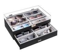 ProCase Boîte à Lunettes à 12 Emplacements, Range Lunettes de Soleil ou Lunettes de Vue avec Vitrine Couverture en Acrylique -Noir