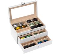ProCase Boîte à Lunettes, Ranger 18 Lunettes de Soleil ou Lunettes de Vue, 3 Compartiments avec Vitrine Couverture en Verre Antichoc, sans Perdre ou Abîmer