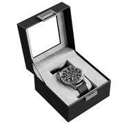ProCase Boite à Montre Antichoc, Coffret Montre Homme avec 1 Emplacement Coussins Montre, Rangement Montre avec Couvercle en Verre, pour Voyage -Noir