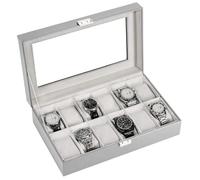 Procase Boite à Montre Antichoc, Coffret Montre Homme avec 12 Emplacements Coussins Montre, Rangement Montre avec Couvercle en Verre, pour Passionné d’Horlogerie -Gris
