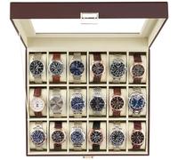 ProCase Boite à Montre Antichoc, Coffret Montre Homme avec 18 Emplacements Coussins, Rangement avec Couvercle en Verre, pour Passionné d’Horlogerie -Marron Beige