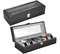 ProCase Boîte Antichoc à Montre, Boîte pour Montre ou Bracelet, 6 Emplacements avec Coussins, Élégante Vitrine avec Vitre contre la Poussière et les Rayures, pour Passionné d’Horlogerie