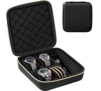 ProCase Boîte Montre Voyage avec 4 Emplacements Coussin Montre, Rangement Montre Portable Homme en EVA, Anti-choc -Noir