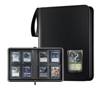 ProCase Classeur Toploader Portable 4 Poches Contenant 144 Cartes, Album pour Cartes à Collectionner pour Transporter, Toploader Binder Compatible TCG, MTG avec Toploaders 7,6 × 10,2 cm -Noir