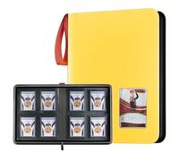 ProCase Classeur Toploader Portable 4 Poches Contenant 144 Cartes, Album pour Cartes à Collectionner pour Transporter, Toploader Binder Compatible TCG, MTG avec Toploaders 7,6 × 10,2 cm -Jaune