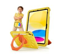 ProCase Coque Enfant Antichoc pour iPad 11" (A16)/10,9" 10ème Génération/iPad Air 11" M2 M3/Air 5ème/Air 4ème Génération, Housse EVA avec Support Rotatif, Bandoulière et Porte-Stylet -Jaune