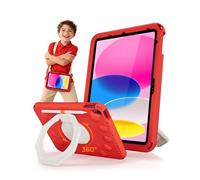 ProCase Coque Enfant Antichoc pour iPad 11" (A16)/10,9" 10ème Génération/iPad Air 11" M2 M3/Air 5ème/Air 4ème Génération, Housse EVA avec Support Rotatif, Bandoulière et Porte-Stylet -Rouge