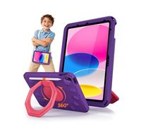 ProCase Coque Enfant Antichoc pour iPad 11" (A16)/10,9" 10ème Génération/iPad Air 11" M2 M3/Air 5ème/Air 4ème Génération, Housse EVA avec Support Rotatif, Bandoulière et Porte-Stylet -Violet