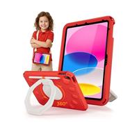 ProCase Coque Enfant Antichoc pour iPad 11" (A16)/10,9" 10ème Génération/iPad Air 11" M4 M3/M2/Air 5ème/Air 4ème Génération, Housse EVA avec Support Rotatif, Bandoulière et Porte-Stylet -Rouge
