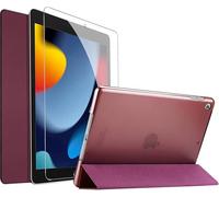 ProCase Coque + Flim d’ Écran pour iPad 10.2", iPad 9 2021, iPad 8 2020, iPad 7 2019, Étui Housse de Protection Anti-Chute, Rabat Magnétique Stable-Lie de vin