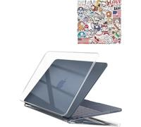 ProCase Coque MacBook Neo 13” 2026 Transparente, Protection MacBook Neo en PC Rigide, Fine et Légère avec Stickers Décoratifs Inclus -Stickers Bleu